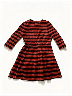 GAP Red and Navy Striped Fit-and-Flare Dress